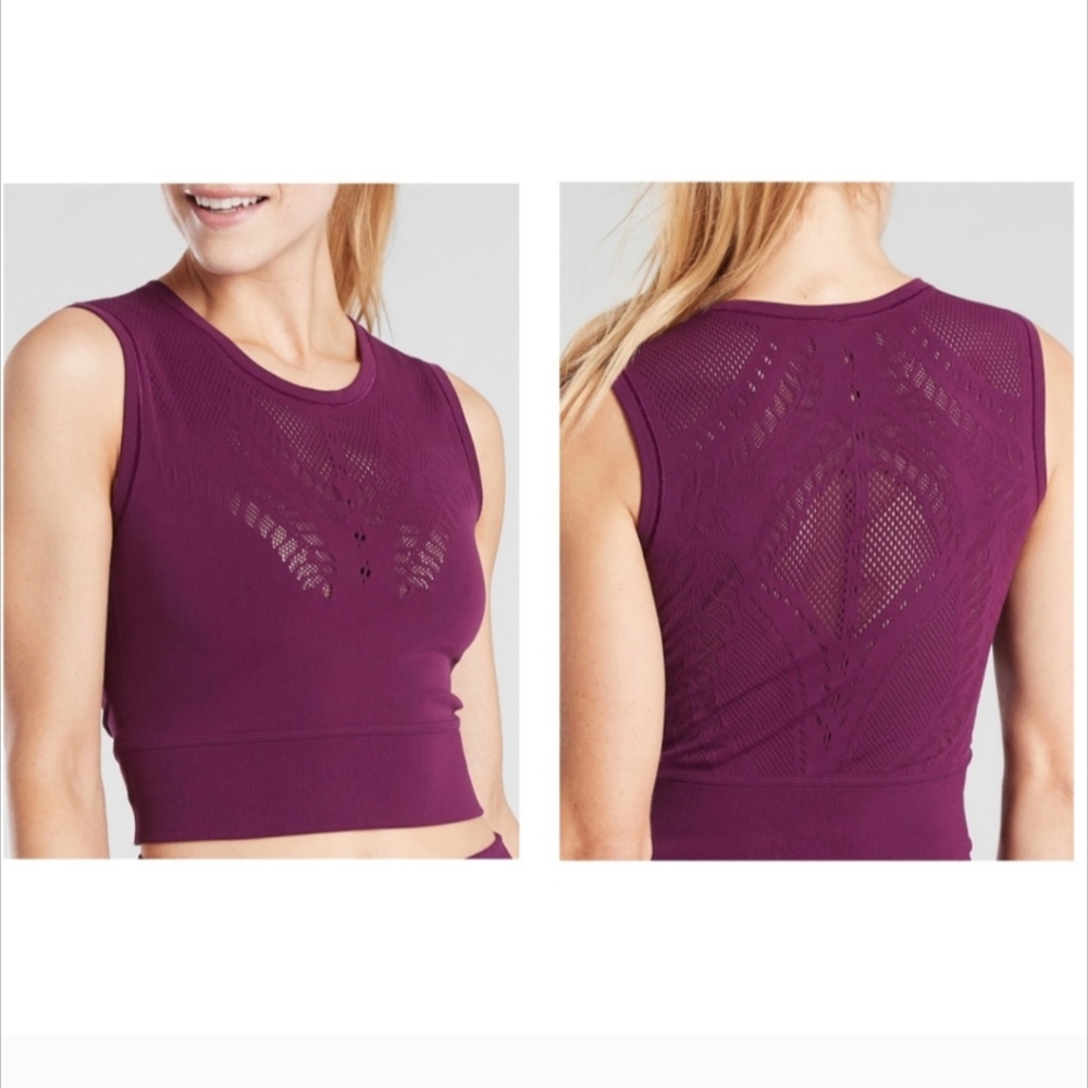 Athelta Ujjayi Crop Top | Women's Small Medium S/M | Berry Purple Maroon